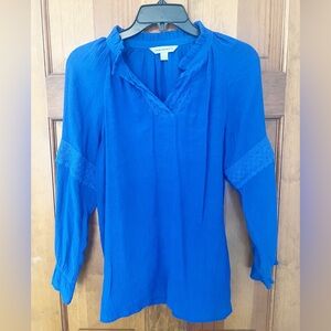 Counterparts Boho Top Womens Size Small Royal Blue Blouse with Lace‎ Details